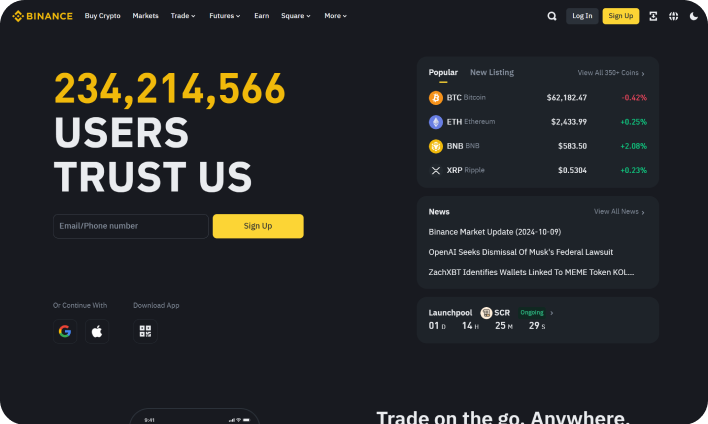 Binance - An advanced exchange service for cryptocurrencies.